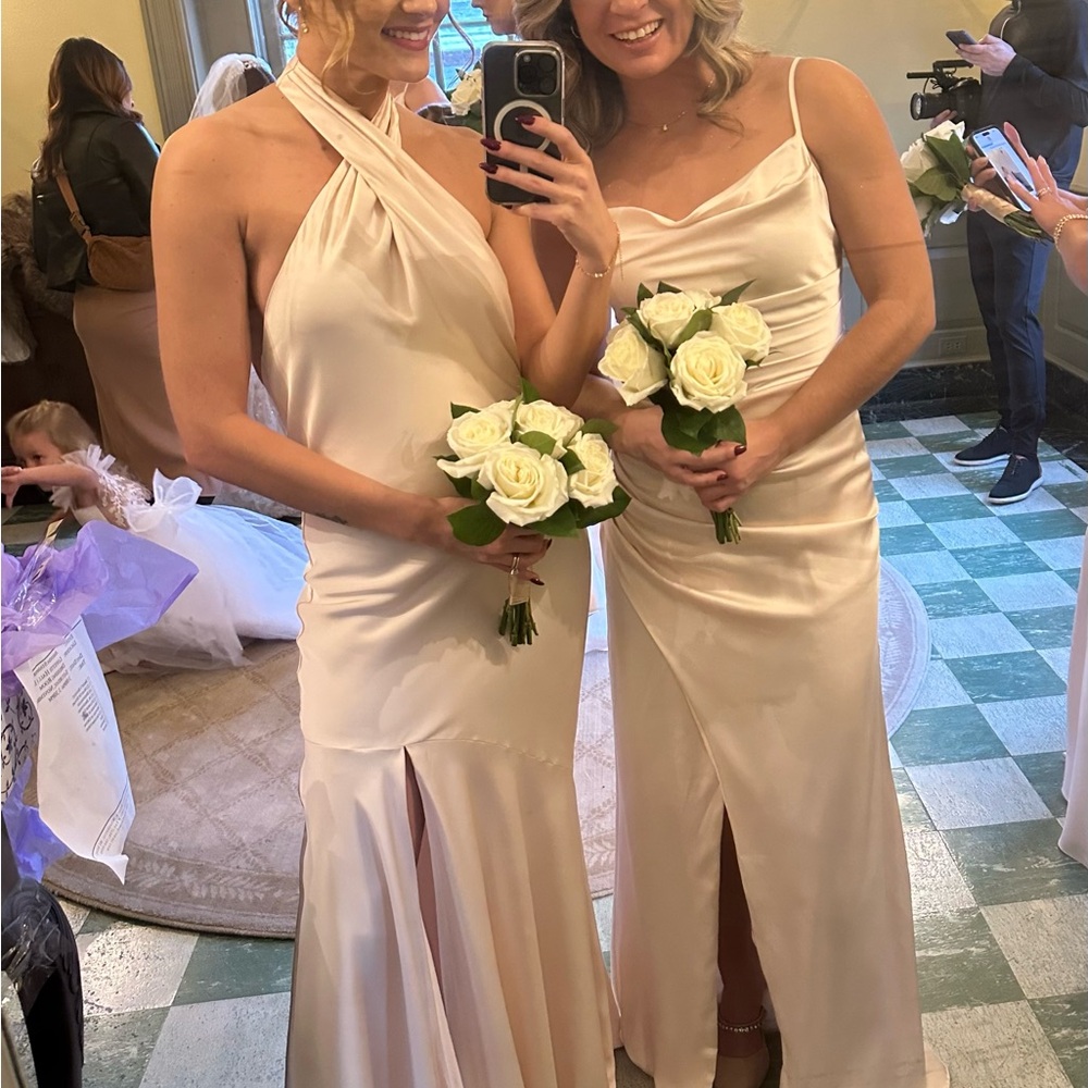 Birdy Grey Champagne Satin Bridesmaids Dress - Picture 6 of 6